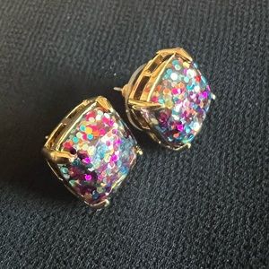 Multi Color Glitter Kate Spade New York Earrings Gold Plated Rounded Square